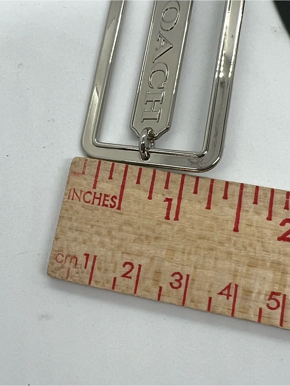 COACH Beige Leather Silver Logo 3 Piece Bag Charm Keychain Hang Tag Set